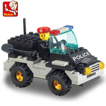 

Candice guo plastic block toy building model game city Explosion-proof special police SWAT jeep car baby play birthday gift 1set