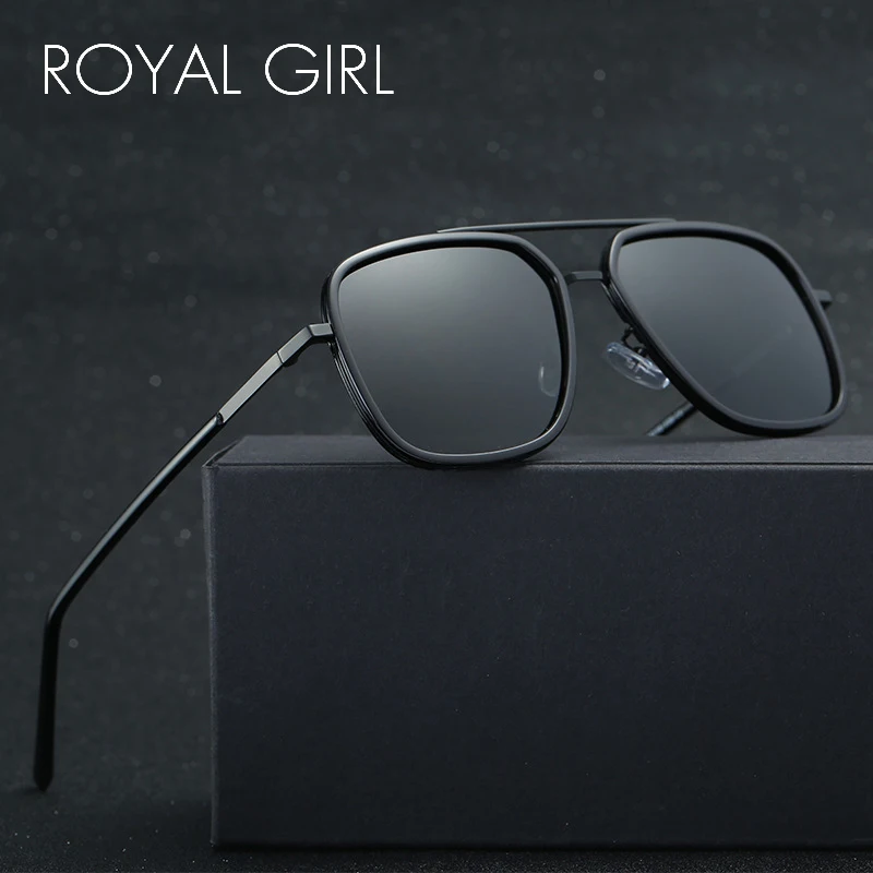 

ROYAL GIRL Polarized Sunglasses Men Square Driving Coating Black Frame Fishing Driving Eyewear Male Sun Glasses Sonnenbril MS039
