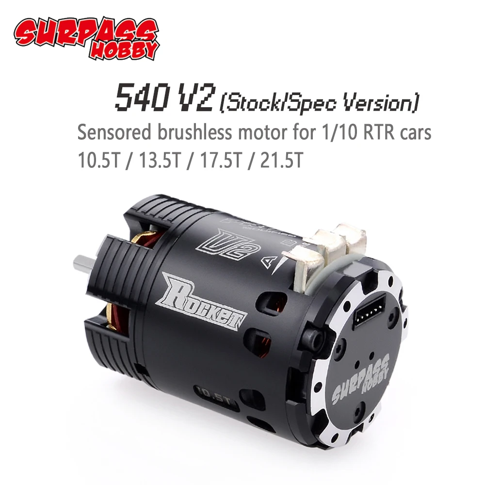 

SURPASSHOBBY Rocket 540 V2 10.5T 13.5T 17.5T 21.5T Sensored Brushless Motor for Spec Stock Competition 1/10 1/12 F1 RC Car