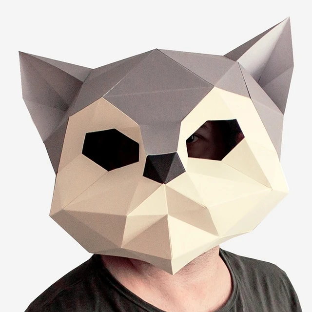 Cat Helmet Masquerade Mask DIY Paper Handmade Craft Decoration Cosplay