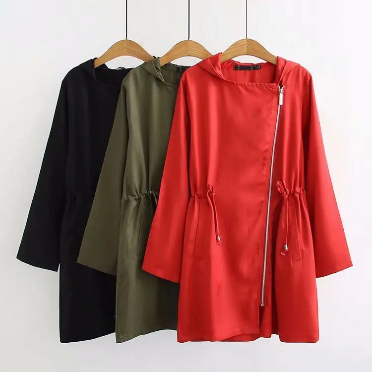 

K7 Autumn Casual Women Trench Coats 4XL Plus size Women Clothing fashion Diagonal zipper Windproof outerwear 109