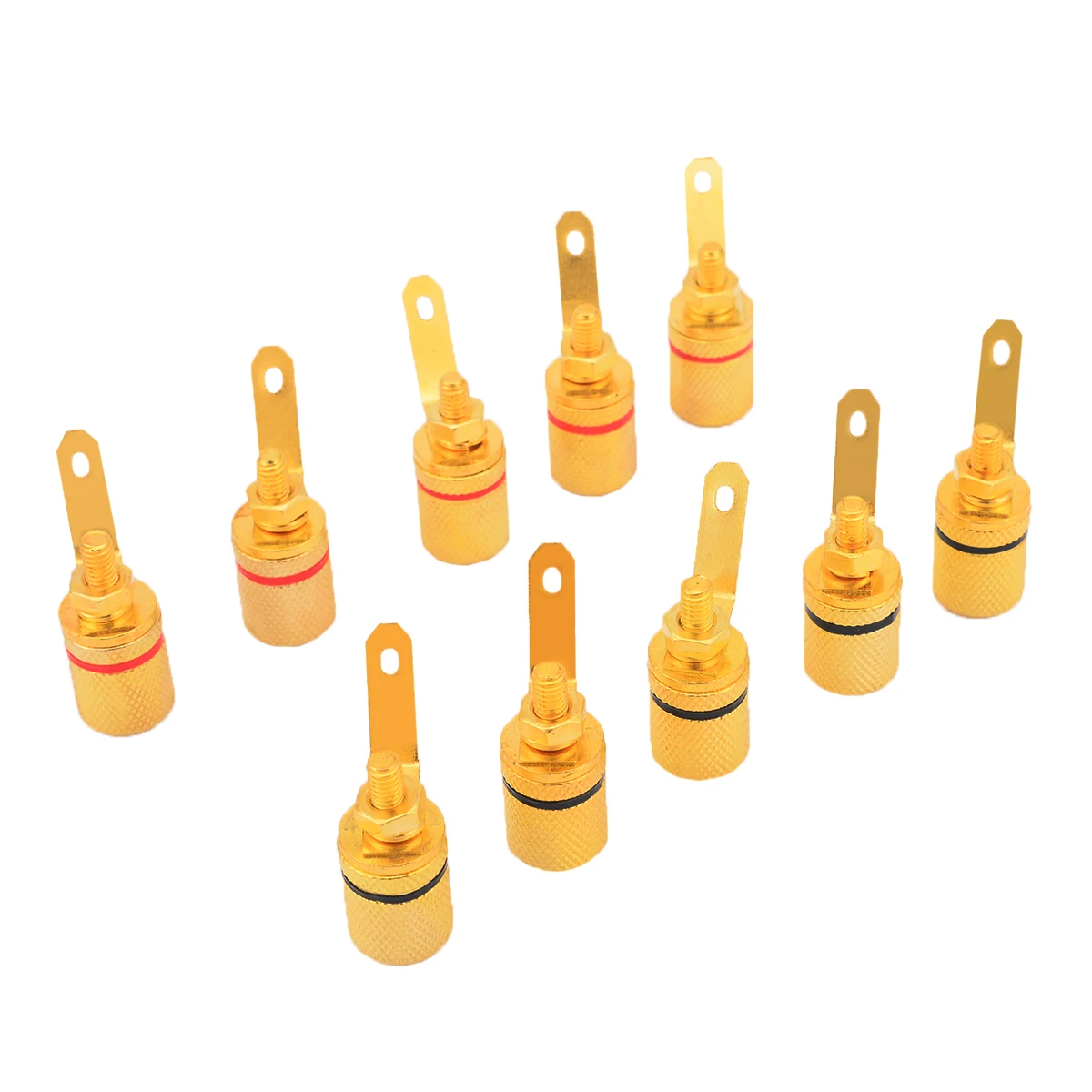 New 10pcs Gold Plated Binding Post Amplifier Speaker Cable Audio Connector Terminal 25*11mm For 4mm Diameter Banana Plugs