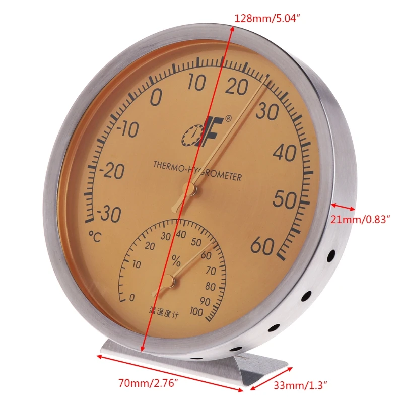 Термометр-Гигрометр из нержавеющей стали с аналоговым циферблатом, измеритель температуры и влажности