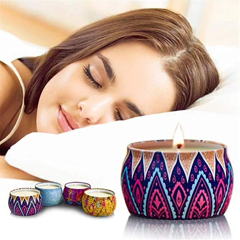 

Smokeless Scented Aromatherapy Candle 100% Natural Soy Wax Tin Candles wax Stress Relief Relaxation for wedding home decoration