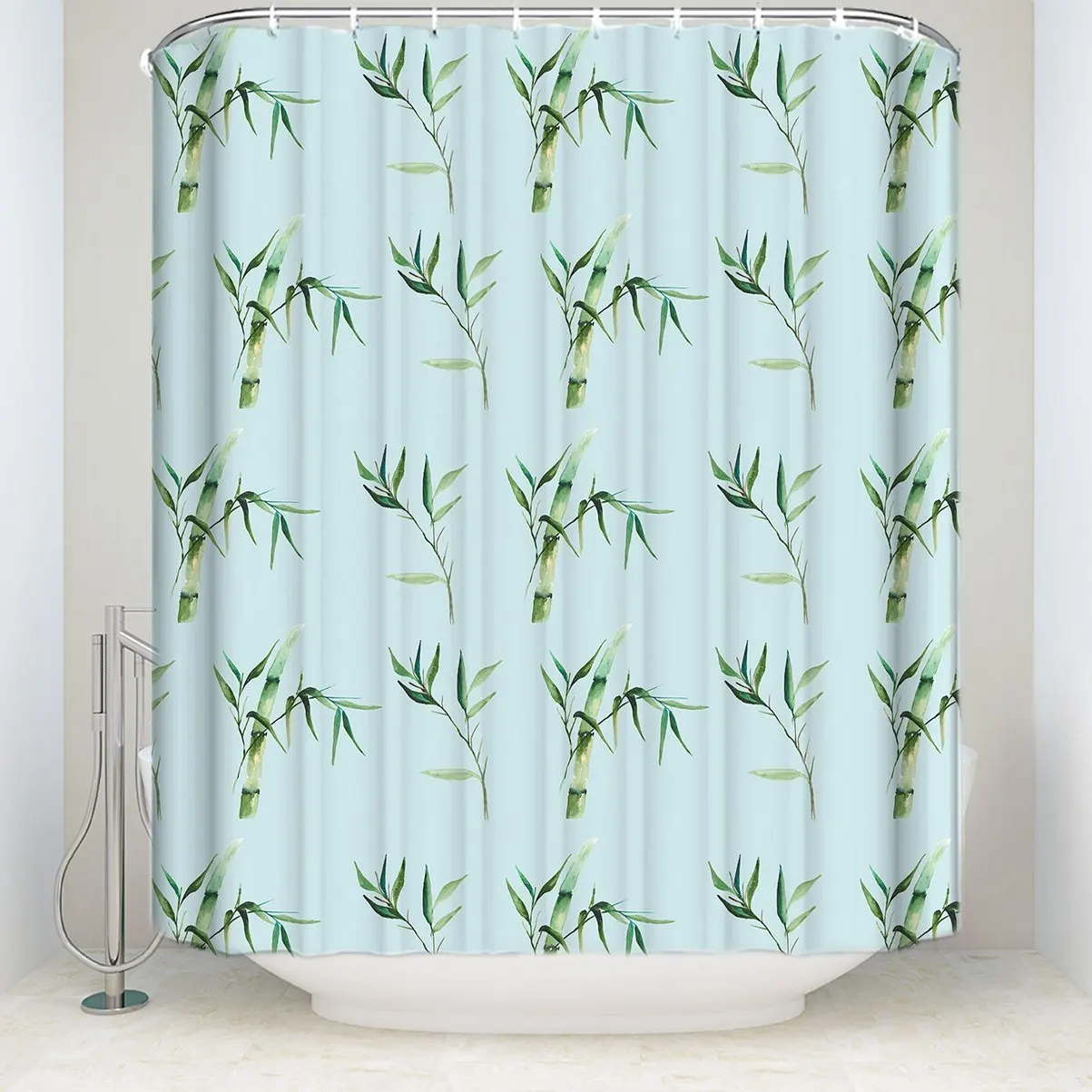 Mildew Resistant Shower Curtain Fabric Bamboo Design 100 Polyester