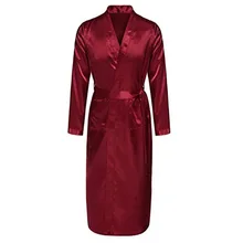Бордовое мужское платье горячая Распродажа кимоно из искусственного шелка банное Платье Пижама-халат одежда для сна Hombre Pijama Размер S M L XL XXL ZhM055