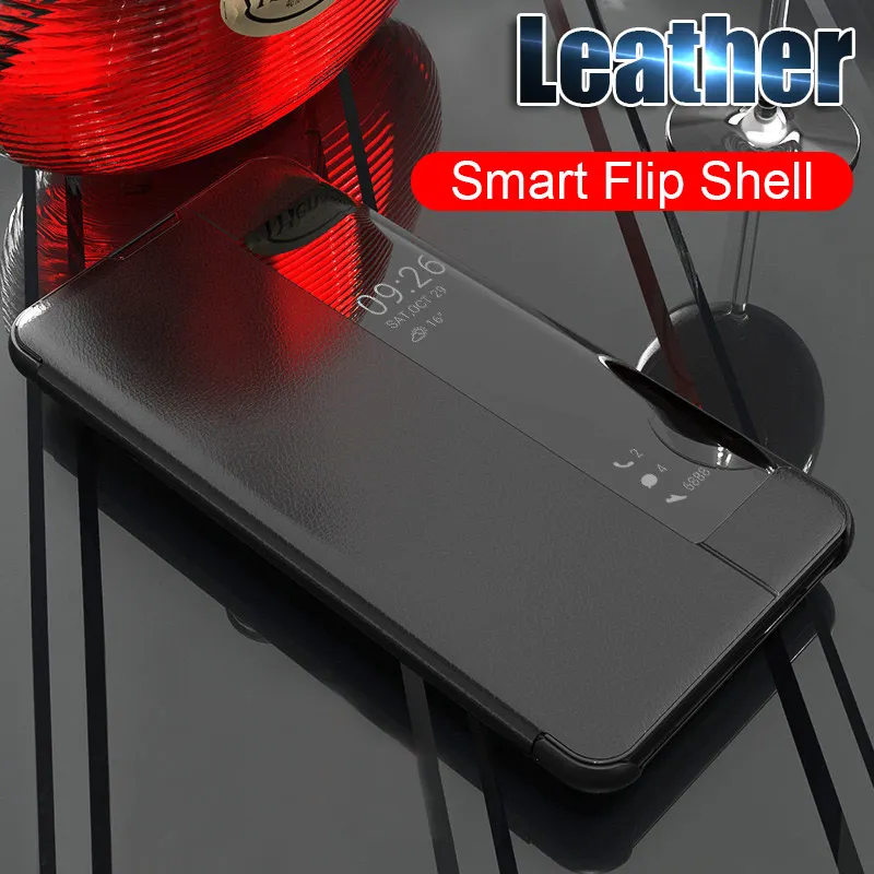 

Luxury Smart View Flip Case On The For Samsung Galaxy S8 S9 S10 Plus S10E Shockproof Cover S7 Edge A7 2018 S8 Leather Stand Case