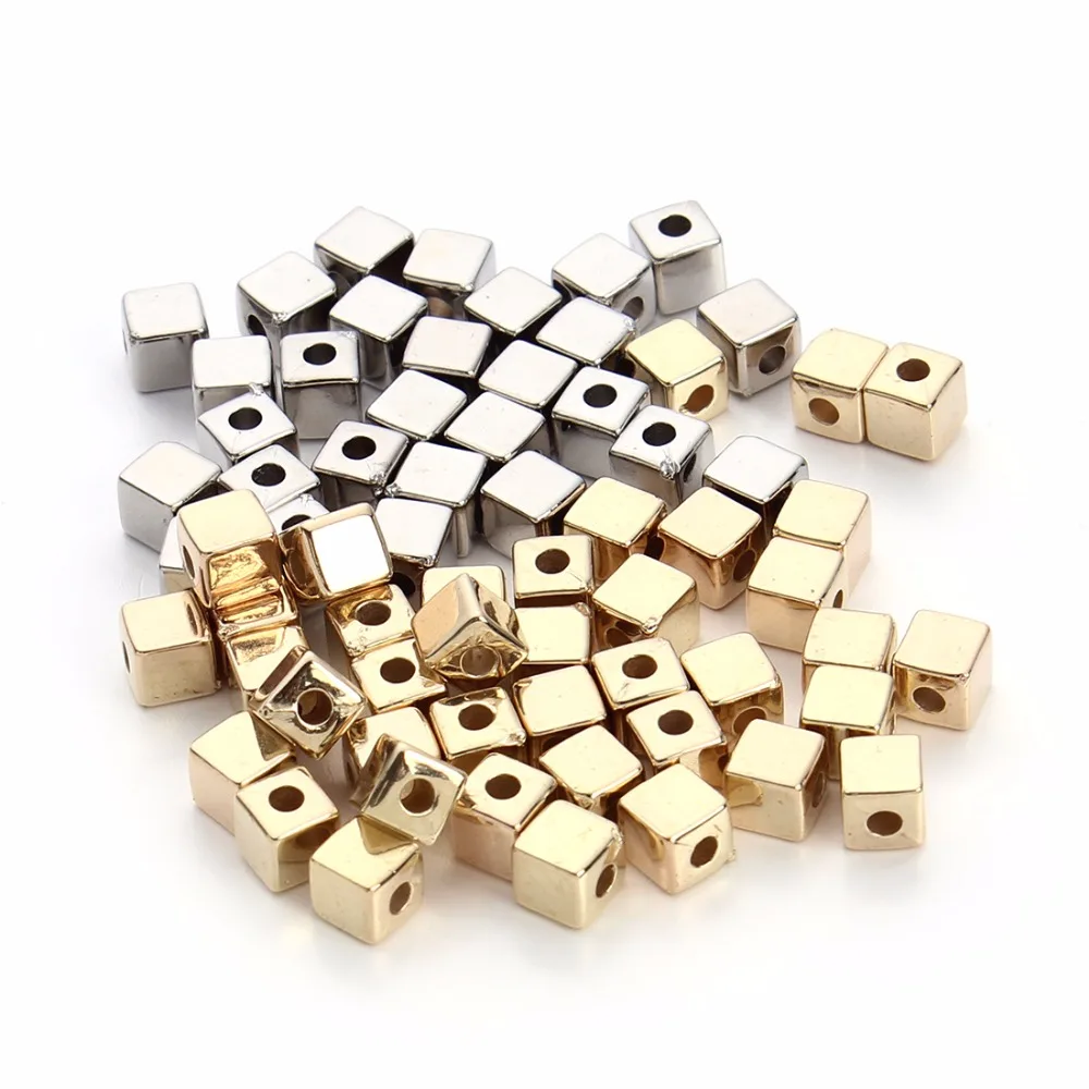 

LOULEUR 200pcs/lot 3mm/4mm/5mm Rhodium Gold Square CCB Plastic Seeds Beads Big Hole Diy Charm Spacer Beads For Jewelry Making