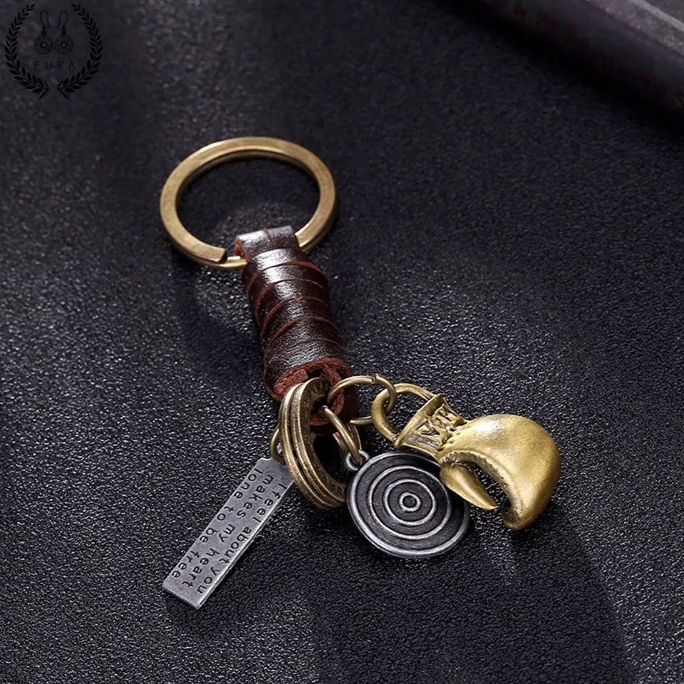 

2018 New Boxing Glove Pendant Leather Keychain for Keys Car Key Chain Key Ring Holder Finder Keyring Trinket Cover Mens Jewelry