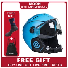 MOON-casco de esquí moldeado integralmente para deportes al aire libre, protector de cabeza de PC + EPS, certificado CE, para Snowboard y monopatín