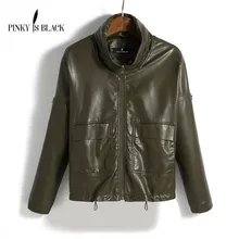 Мизинец черная кожаная куртка Женская Весенняя Осенняя кожаная куртка женская короткая свободная мотоциклетная кожаная одежда женская верхняя одежда