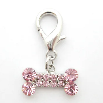 

Pet Dog rhinestones Bone charm Pendant Cat Puppy jewelry collar charm 2 colours