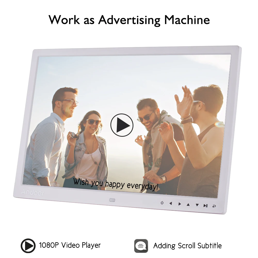 Andoer обновленный 17 дюймовый светодиодный цифровой фоторамка электронный фотоальбом 1080P рекламная машина 1440*900 с пультом дистанционного управления