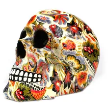 

Halloween Pattern Colorful Resin Skull Statue Halloween Horror Skull Ornament Modern Creative Personality Home Decoration