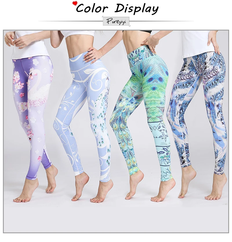 Women Sexy Yoga Pants Printed Dry Fit Sport Pants Elastic Fitness Gym Pants Workout Running Tight Sport Leggings Female Trousers (2)