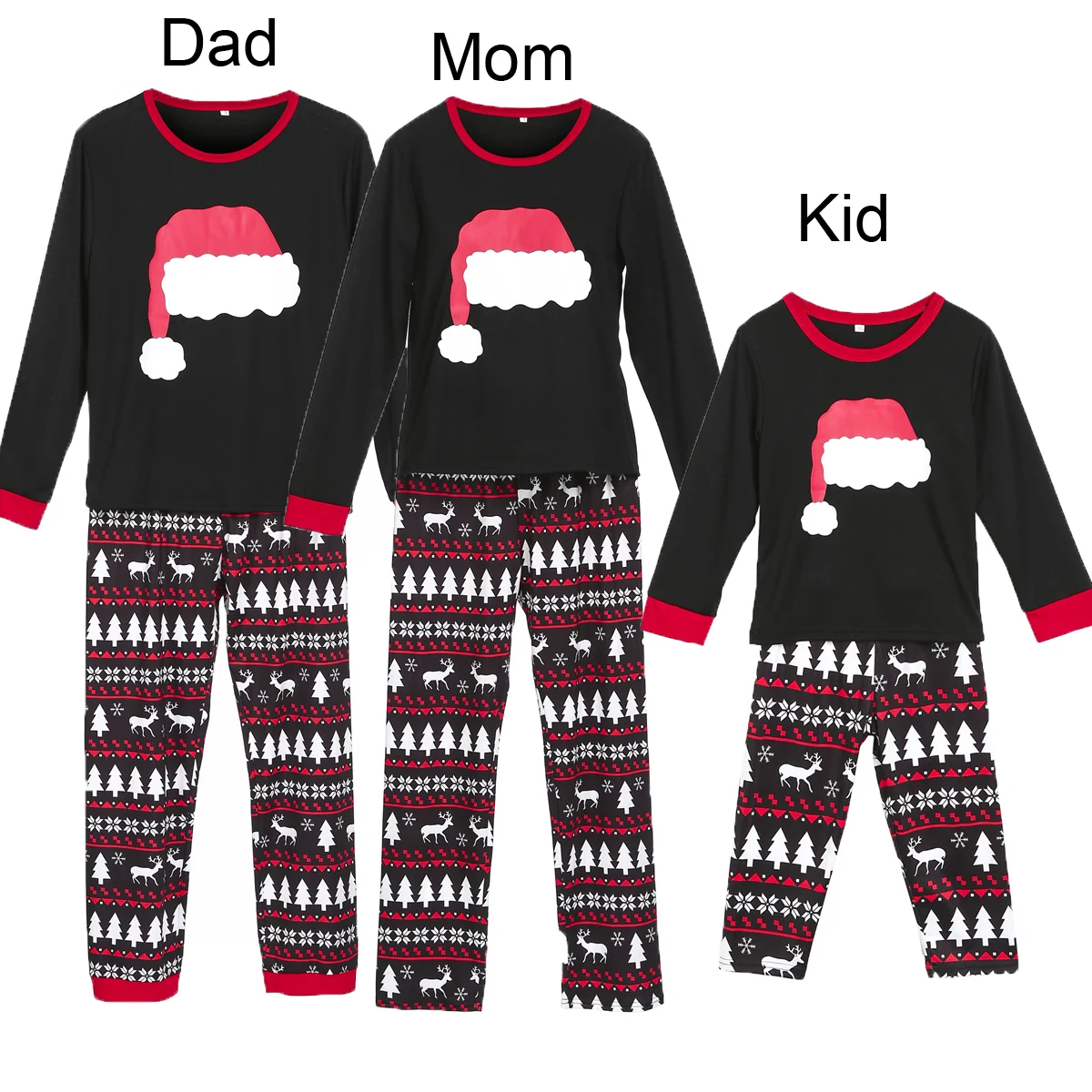 Новинка года; Рождественская семейная одежда; пижамный комплект; Рождественская одежда для сна с Санта-Клаусом; одежда для сна; футболка с длинным рукавом и штаны; комплект одежды