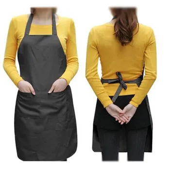 

Unisex 2 Pocket Black Kitchen Apron Bib One Size in Medium