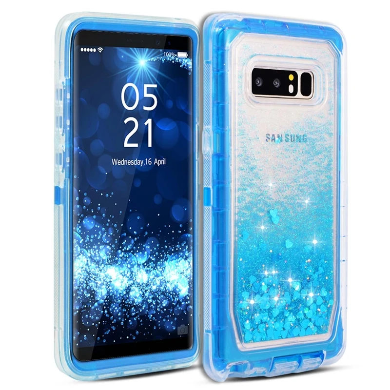 Роскошный чехол 3 в 1 с зыбучим песком для samsung S8, S9, S10 Plus, Note 8, 9, 10 plus, S7 Edge, TPU, жесткий динамический с блестками и жидкостью