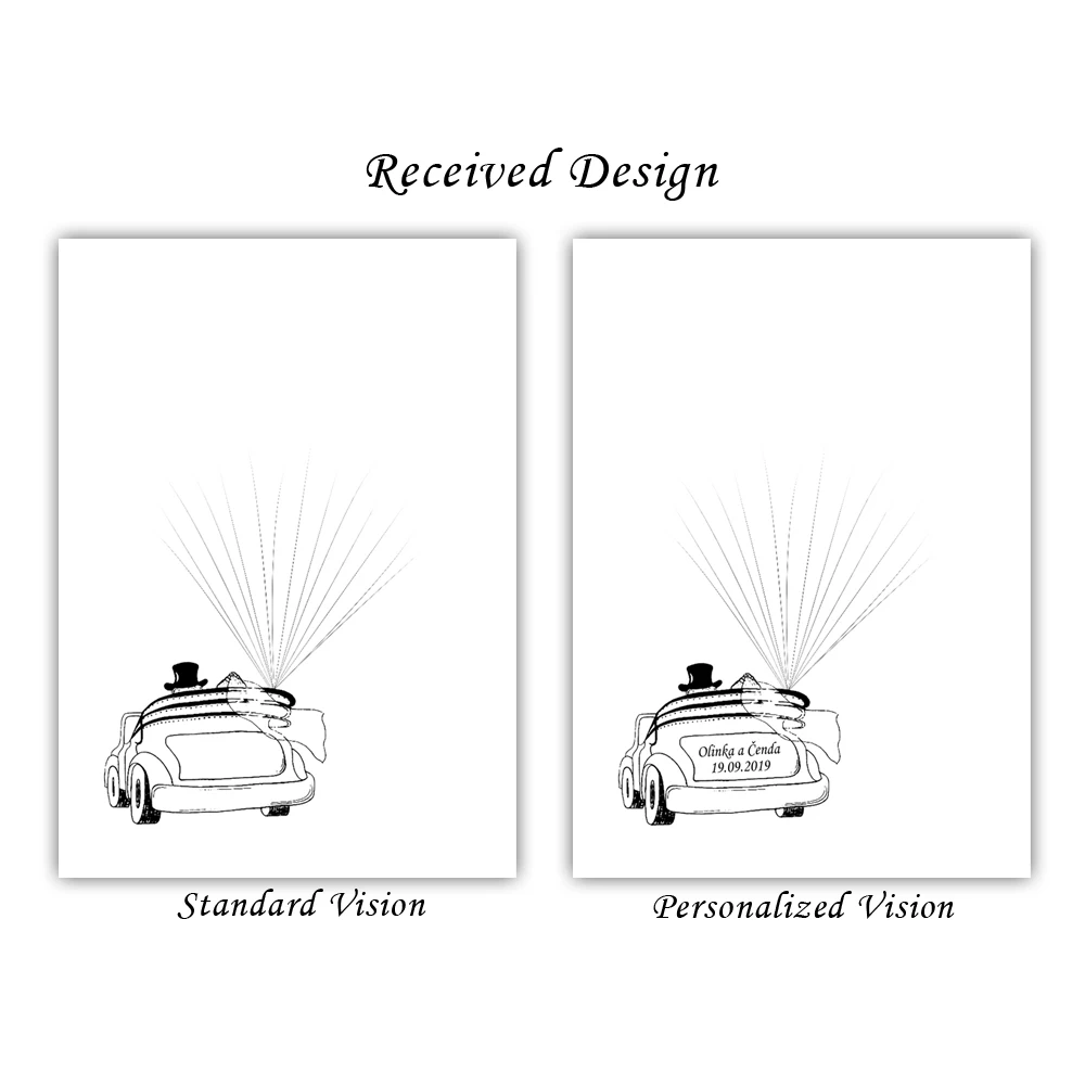 Пользовательское имя, дата, печать на холсте, свадебный автомобиль, отпечаток пальца, гость книга с чернилами, простой стиль, свадебные украшения, гостевая книга