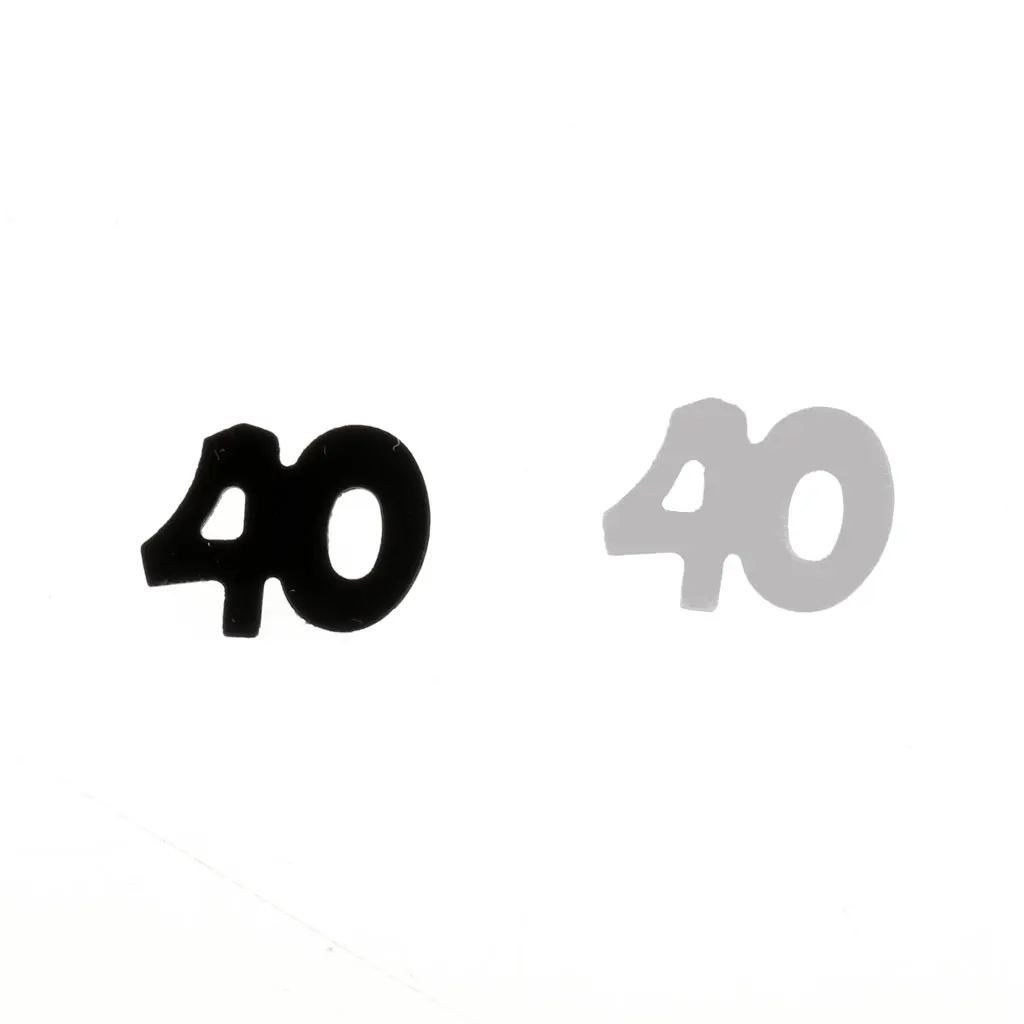 40th Birthday Age 40 Anniversary Party Table Confetti Decoration Sprinkles Silver Black Celebration
