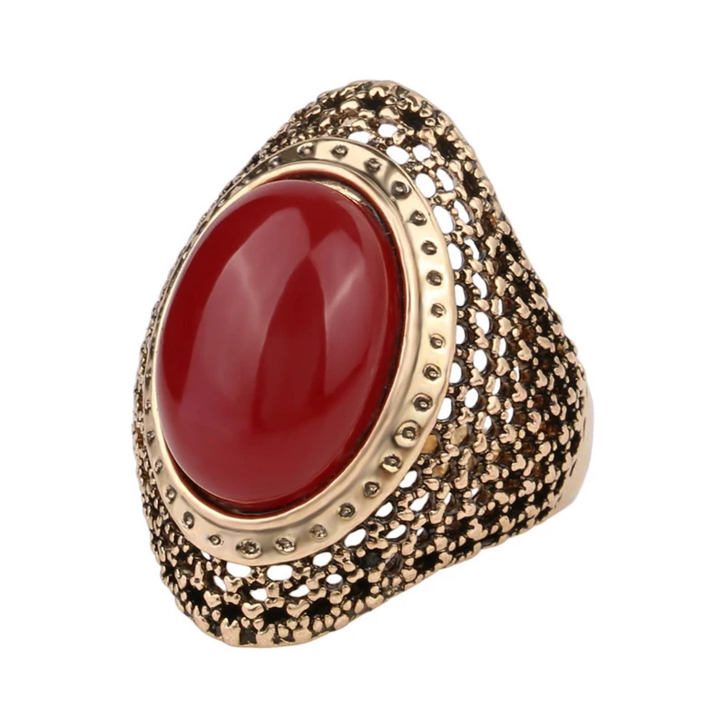 

2018 New Retro Hollow Carved Oval Ring Environmental Protection Anti-allergy