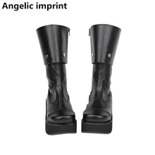 Ангельский отпечаток в стиле Mori Girl женские панк мотоциклетные ботинки женские сапоги нимфетки в стиле принцессы Обувь на высоком каблуке; туфли-лодочки; обувь на танкетке; обувь на платформе, больших размеров: 33-47