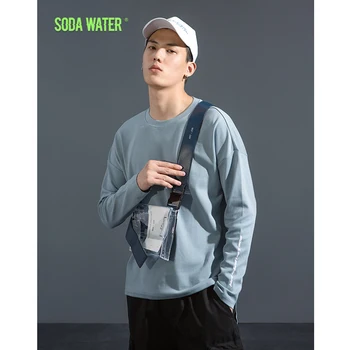 

SODA WATER 2018 New Fashion Brand Men T Shirt O Neck Long Sleeve Extended T-Shirt Male Streetwear Hip Hop Solid T-shirt 8703W