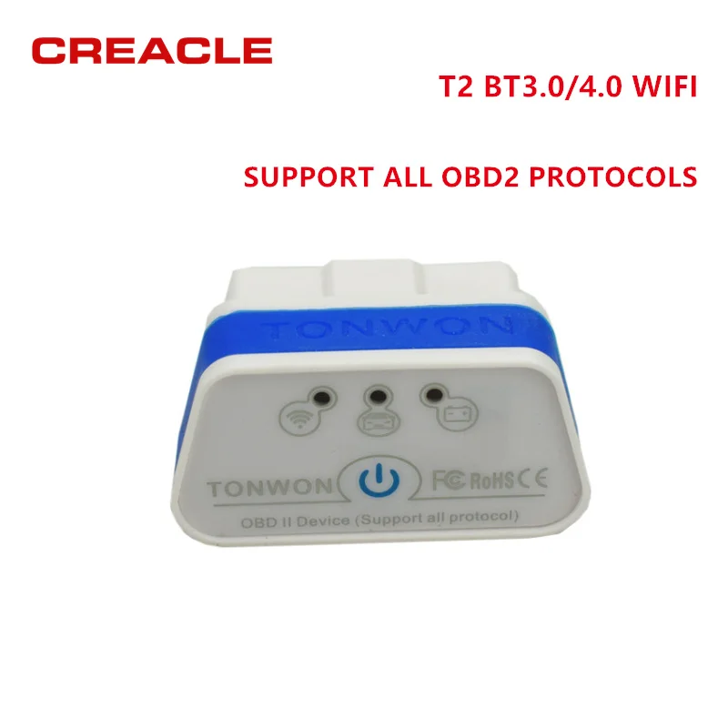 ##BUY Tonwon 2 BT3.0 4.0 WiFi Car Diagnostic Scanner Tool OBD2 Device Tool Check Vehicle Engine Code Reader For iOS Android Free ship