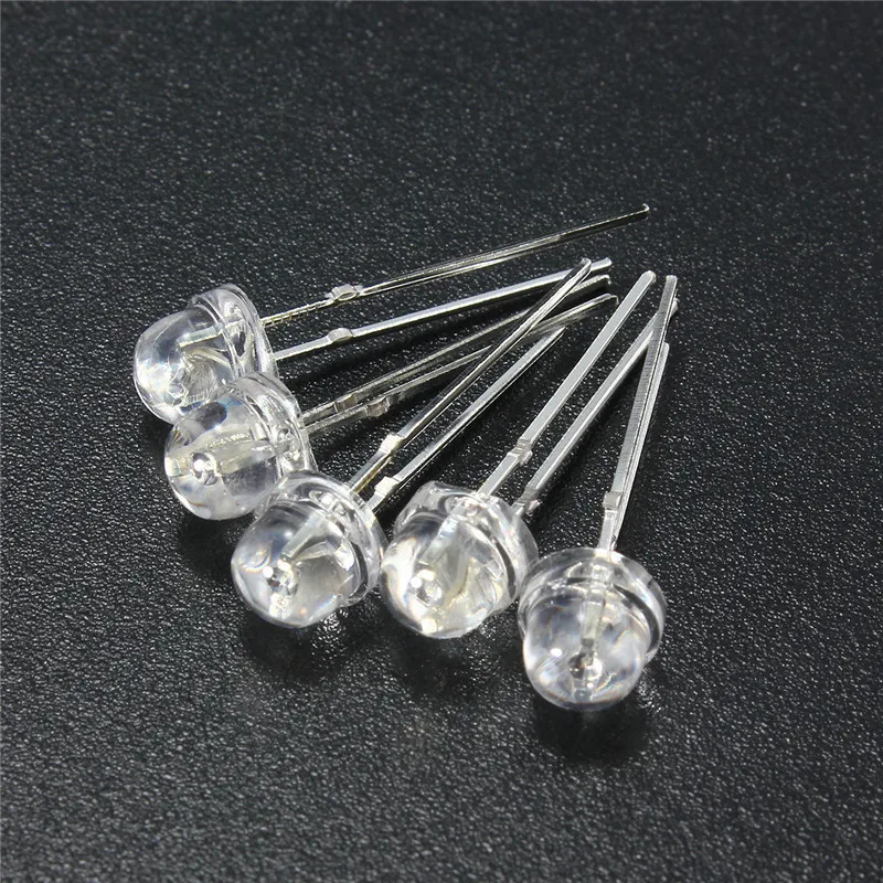 

LED Bulbs DIY 100Pcs 5mm Straw Hat LED Wide Angle Light Emitting Diodes Water Clear 6 Color Red/Blue/Green/Yellow/White/Purple