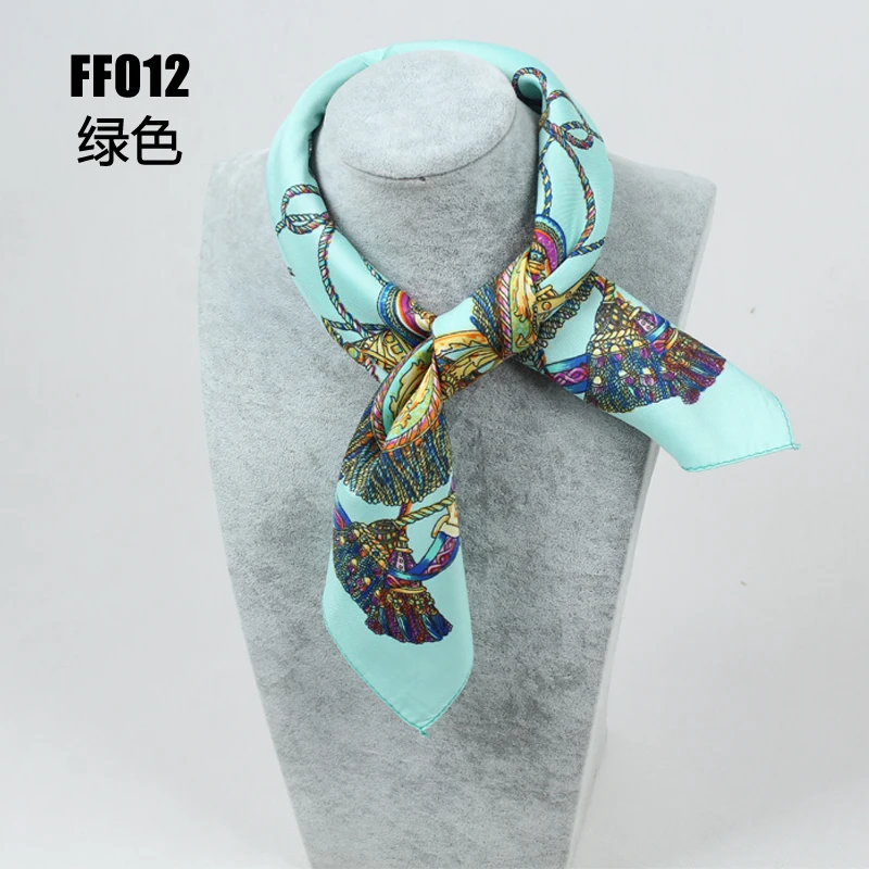 Шелковый шарф женский квадратный шарф шейный платок платок Топ шелковая Бандана Маленький квадратный шелковый шарф Высокое качество FF012 - Цвет: FF012 green