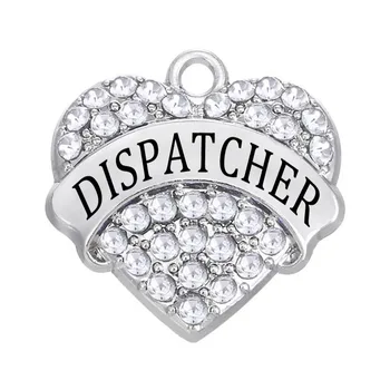 

Wholesale 2016 Custom Jewelry White Rhinestone Heart Dispatcher Name Charm