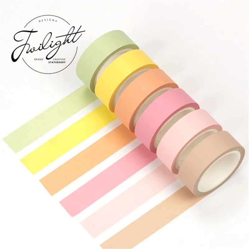 

12 color Soft color paper washi tape 15mm*8m pure masking tapes Decorative stickers DIY Stationery school supplies