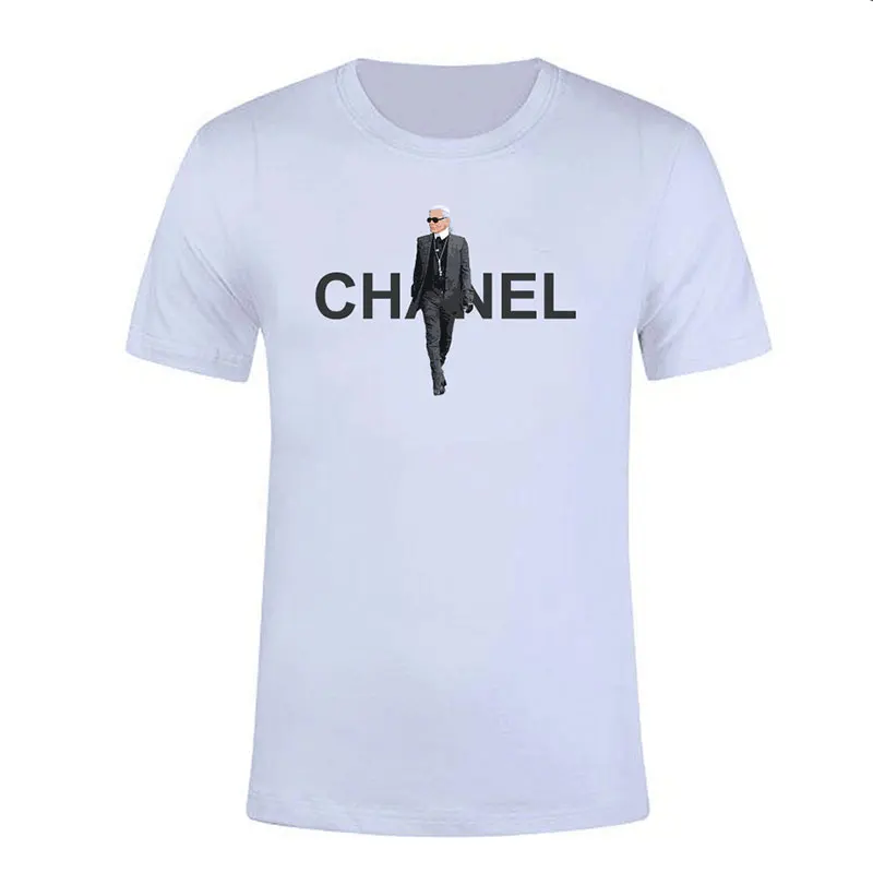 

Karl Lagerfeld T-shirt New Summer Casual Tops Vogue Women/men Tee Shirts Harajuku Print White Tshirt Casual Top Couple Clothes