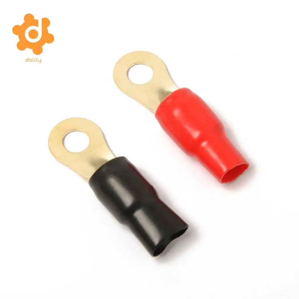dolity 2 Pairs 1/0 AWG Car Audio Power Ground Wire Ring Terminal Connector Brass