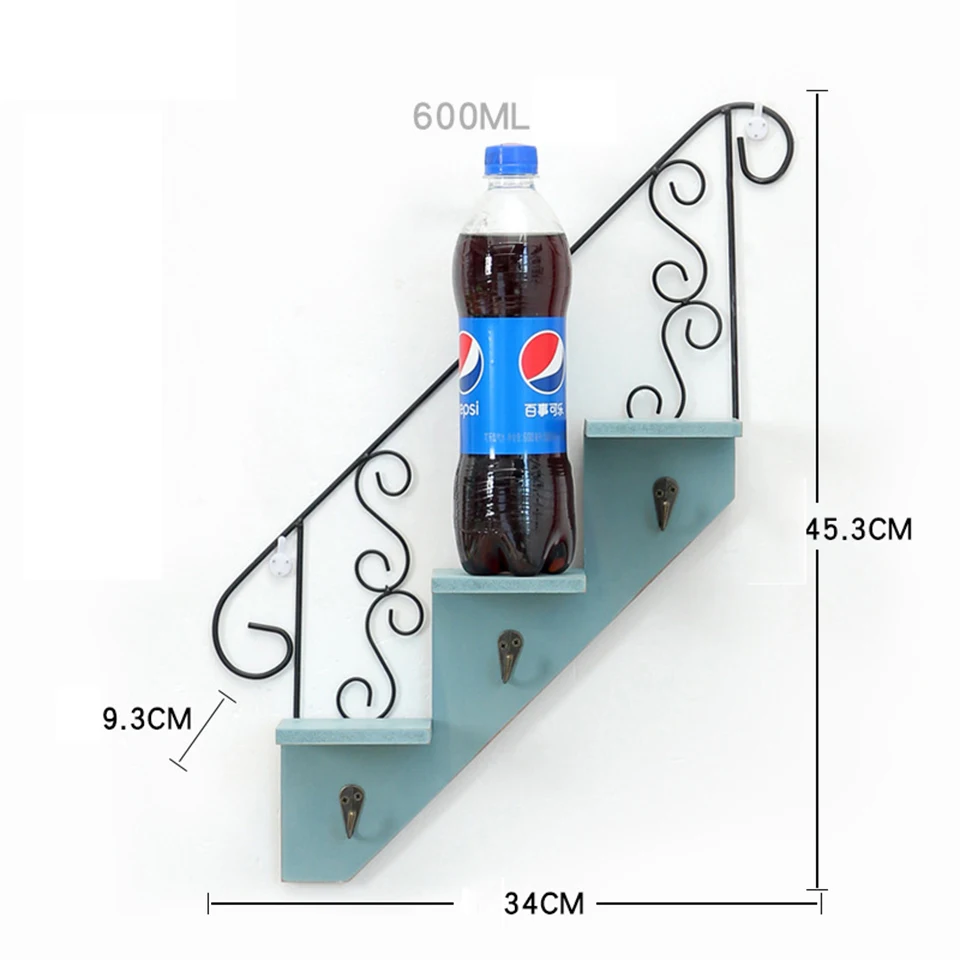 Деревянная Ретро железная лестничная полка настенный стеллаж для хранения Организация спальни кухни домашний декор Детская комната Сделай Сам настенный держатель для поделок