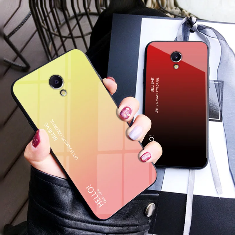 

For Meizu M5 Note Case Luxury Hard Tempered Glass Silicone Frame Fashion Gradient Protective Back Cover For Meilan Note 5