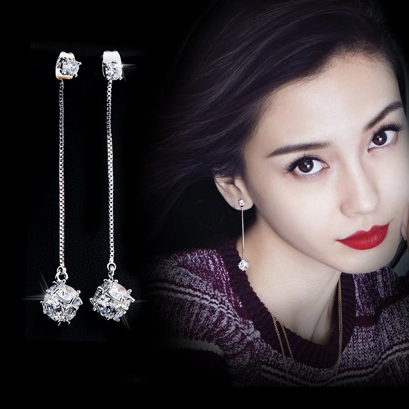 Женские серьги подвески MZC новые длинные в виде цветка с цирконом|big earrings for women|big