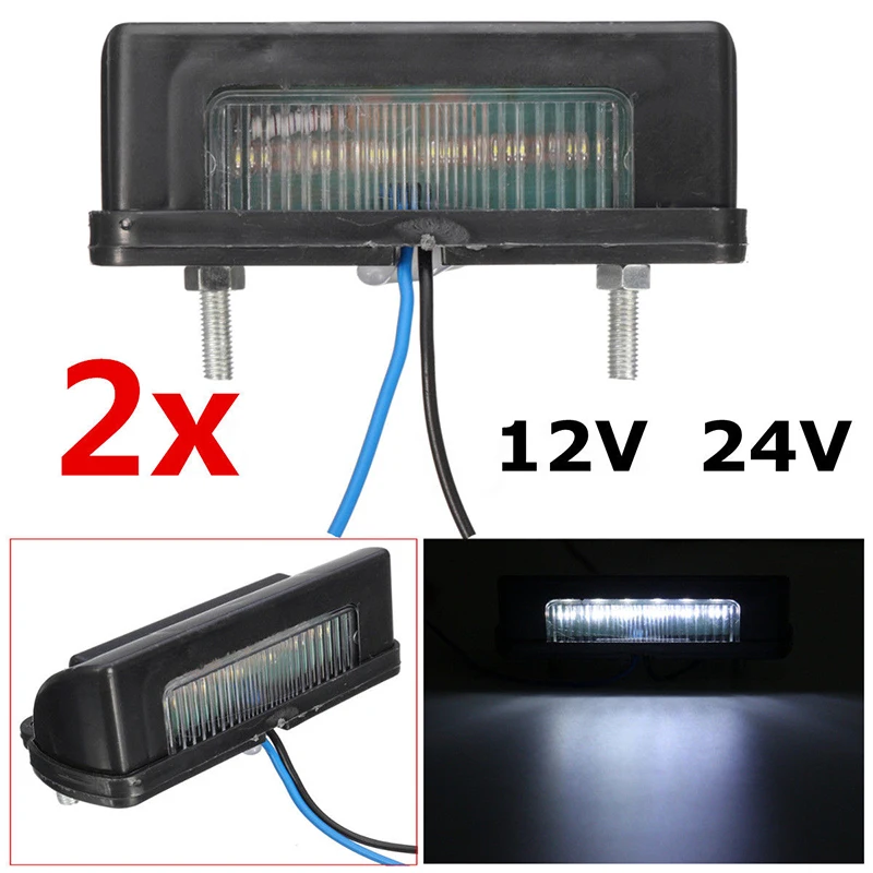 

2pcs 12V/24V No Error Led Number License Plate Light Bulbs Rear Tail Camper Truck Trailer Lorry