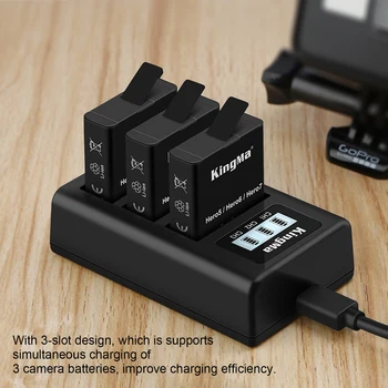 

Besegad 3-Slot USB Battery Charger with LCD Display Screen Charging Cable for Gopro Hero 7 6 5 Sports Action Camera Accessories