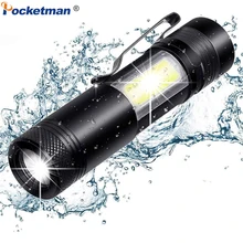 3900LM светодиодный фонарик XML-Q5+ COB Светодиодный фонарь с зумом мини фонарь супер яркий водонепроницаемый фонарик