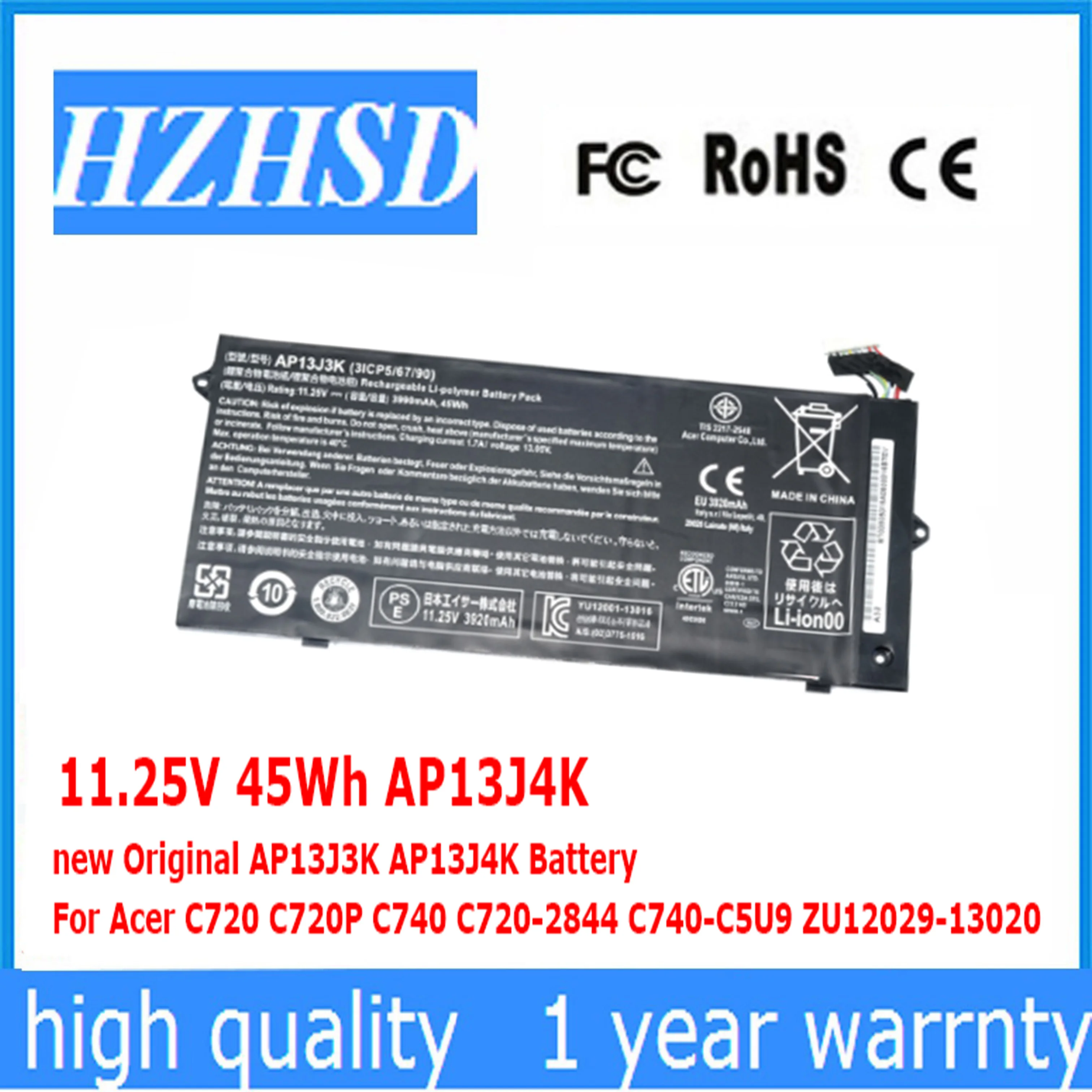 11 25 V 45Wh AP13J4K новый оригинальный AP13J3K Батарея для Acer C720 C720P C740 C720-2844 C740-C5U9 ZU12029-13020 |