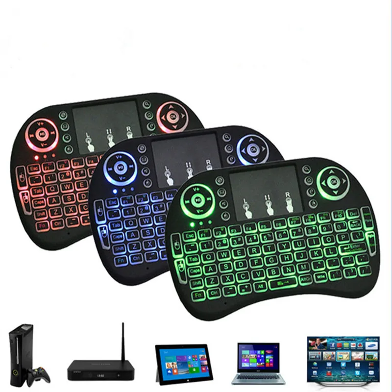 comprar I8 USB 2.4 ghz Teclado Sem Fio Air Mouse Touchpad Handheld Russo Inglês i8 Mini teclado com Retroiluminado para Android TV CAIXA de PC