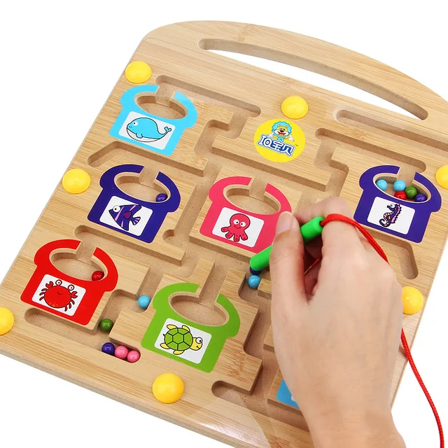 NEW Children Wood Maze Game Pen Labyrinth Board Chess