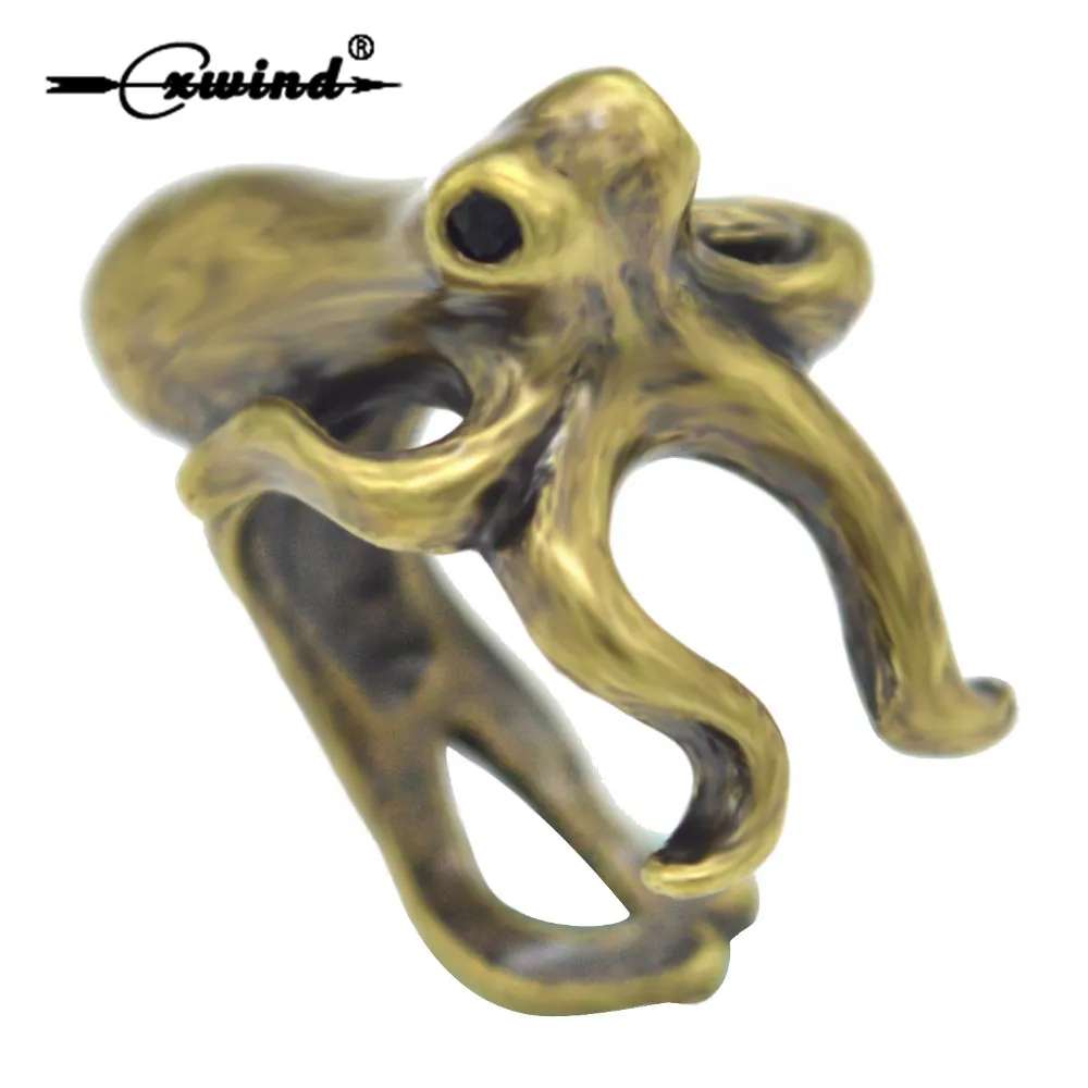 

Cxwind Antique Bronze Fashion Octopus Ring Sea Animal Opened Adjustable size Rings Vintage Gothic Gift idea Animal Ring