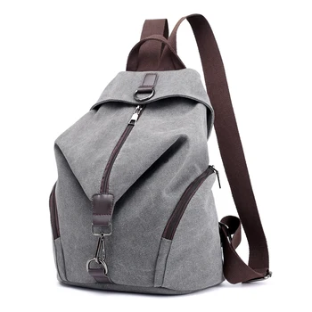

Casual Canvas Women Backpack Solid Large Capacity Female Backpacks Brand Designer Zipper Travel Bag Girl School Backpack Purse