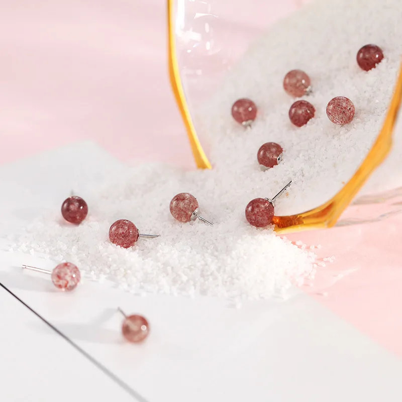 strawberry crystal ball earrings 100% 925 Sterling silver Jewelry fashion Hypoallergenic Stud earrings for women gift