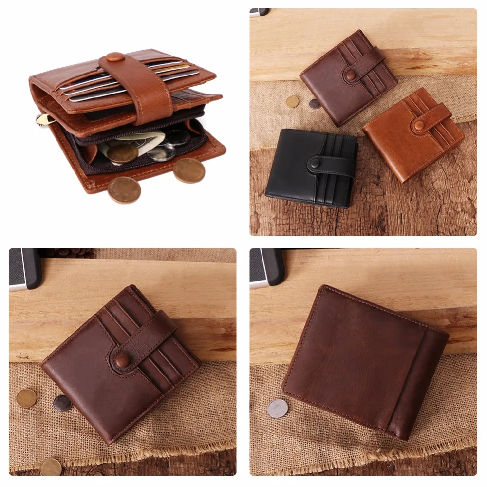 

Brand Genuine Cow Leather Men Wallet Coin Pocket Small Vintage Men Walet Male Short Card Holder Purse Wallets Men's Coin Purse