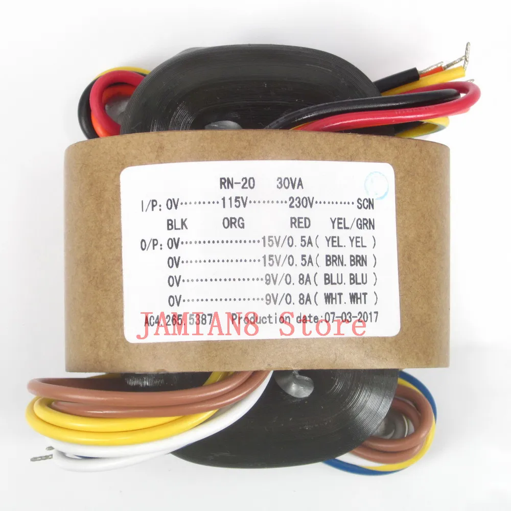 

New R type 30W 30VA double AC9v+double AC15V Audio transformer input voltage 230V or 115v Output AC9V*2 +AC 15V*2