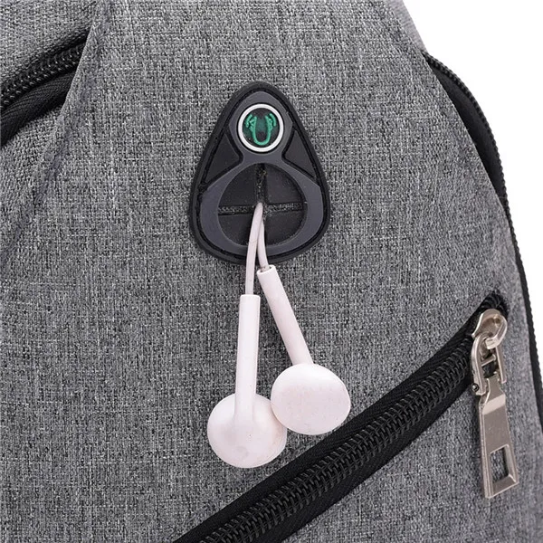Мужская мода Открытый чистый цвет USB Холст сумка через плечо нагрудная сумка