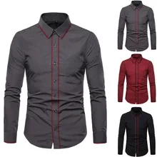 JAYCOSIN мужские рубашки в деловом стиле Повседневная официальная Мужская рубашка с длинными рукавами и отложным воротником популярная полосатая рубашка с сплайсингом Мужская May21